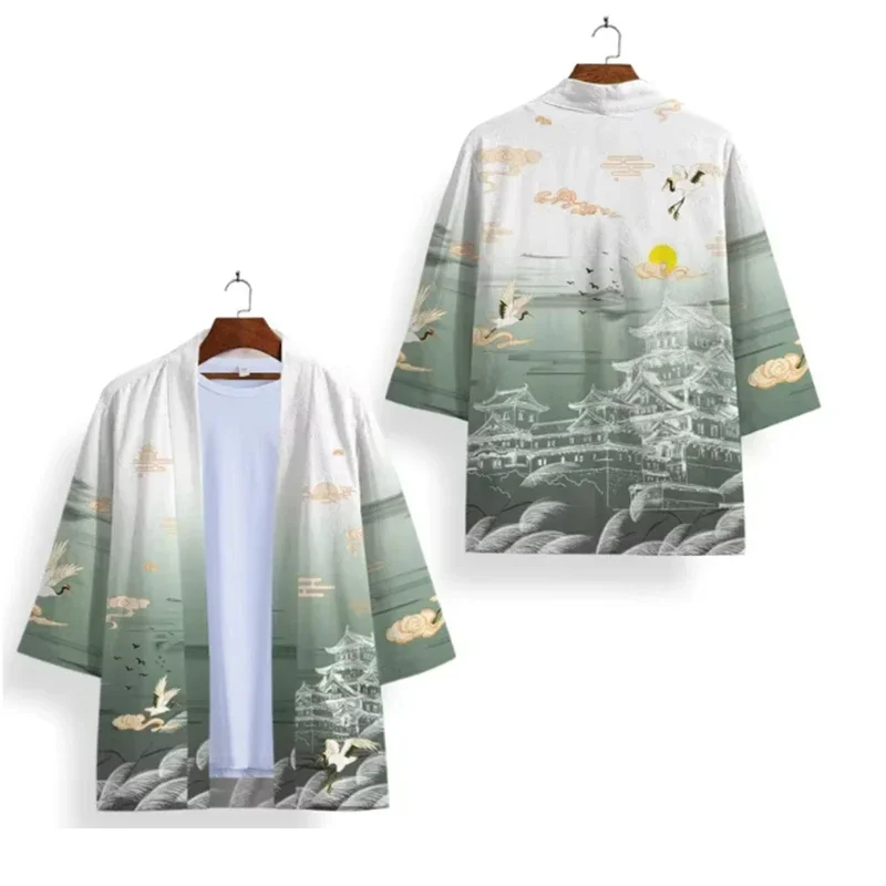 زهر البرقوق الرسم اليابان التقليدية المرأة كيمونو العصرية عارضة الكلاسيكية الرجال سترة اليابانية الشارع الشهير ملابس عصرية