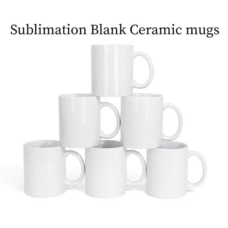 11Oz Sublimation Blank Ceramic Mugs 2/4/12pcs White Porcelain Plain Coffee Milk Mug Heat Transfer Cup for DIY Logo Family Gift