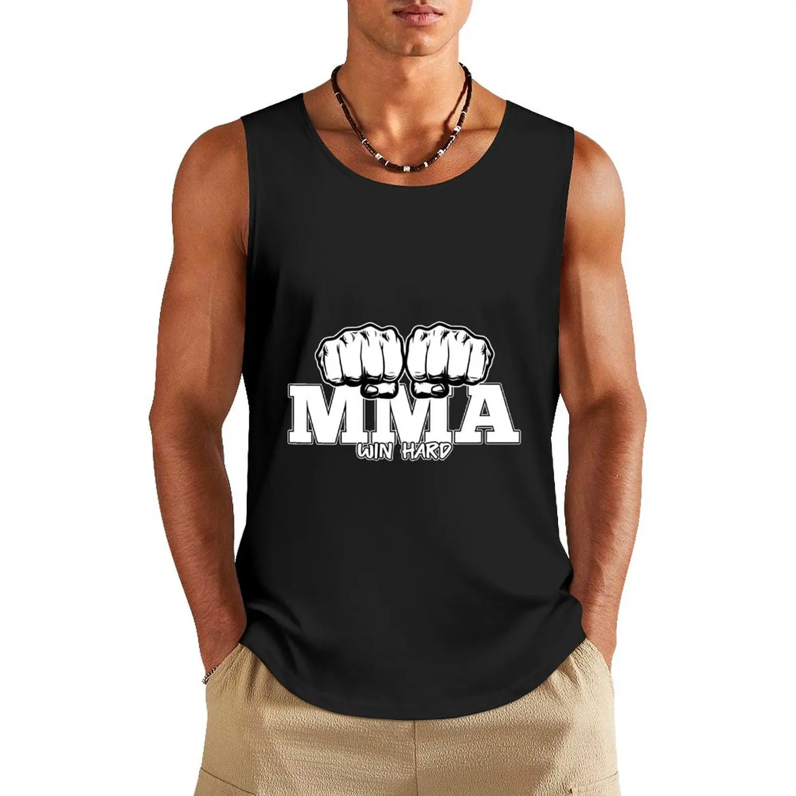 Legendary MMA Gift Idea Win Hard Tank Top summer Men's tops cute tops T-shirt Men's gym gym accessories men