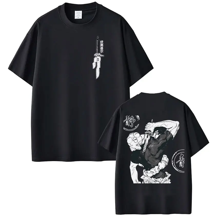 

Japanese Anime Jujutsu Kaisen Fushiguro Toji T-shirt Men's Fashion High Street Cotton T Shirts Retro Oversized Short Sleeve Tees