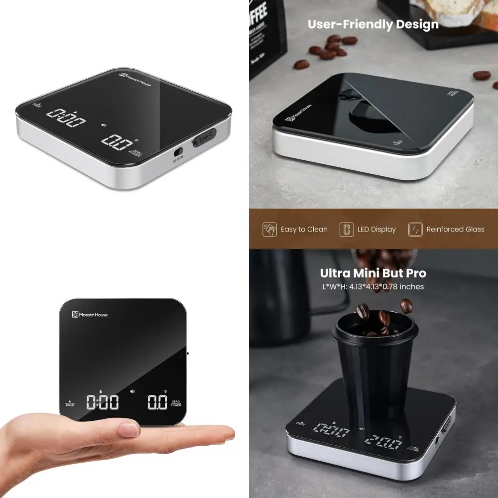

Портативные цифровые весы для кофе с зарядкой через USB-C, точность 2 кг/0,1 г, автоматический таймер для эспрессо и пуровера