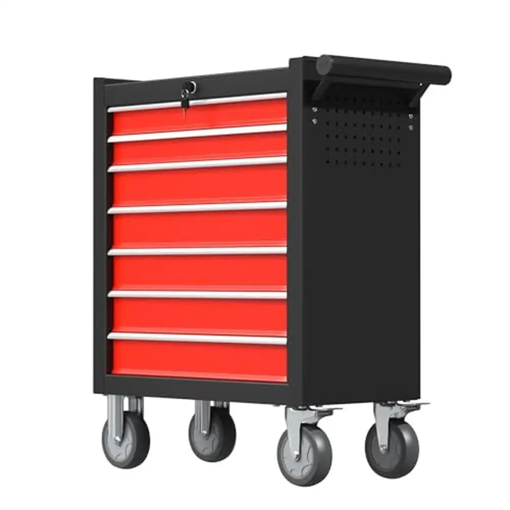 Lockable Heavy-Duty Tool Chest 7-Drawer Rolling Cabinet Mechanic Storage Box Alloy Steel Garage Workshop Organize Transport