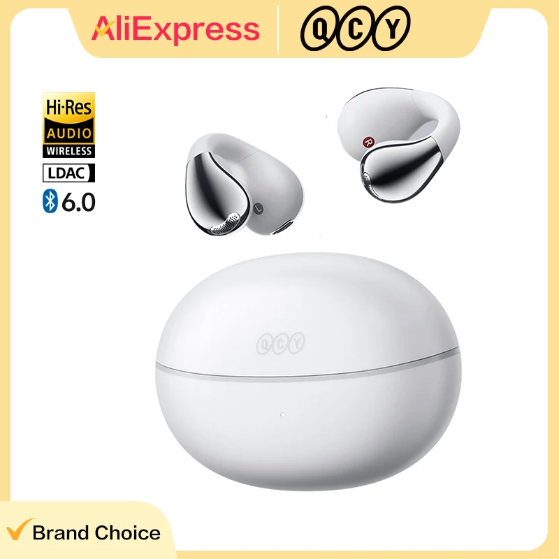 Fones de Ouvido Sem Fio QCY Crossky C30S BH24QT33A Bluetooth 6.0 com Clip de Orelha, Hi-Res com Som Espacial LDAC, Conexão Dupla, 40H de Duração