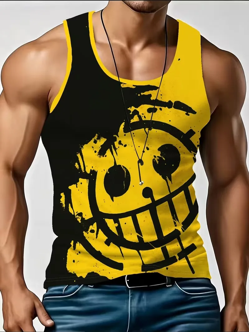 Summer Basketball Quick-Dry Smiling Face Print Running Sport Men Vest Tops Track Field Training Jersey Shirt Vest Men's Clothes
