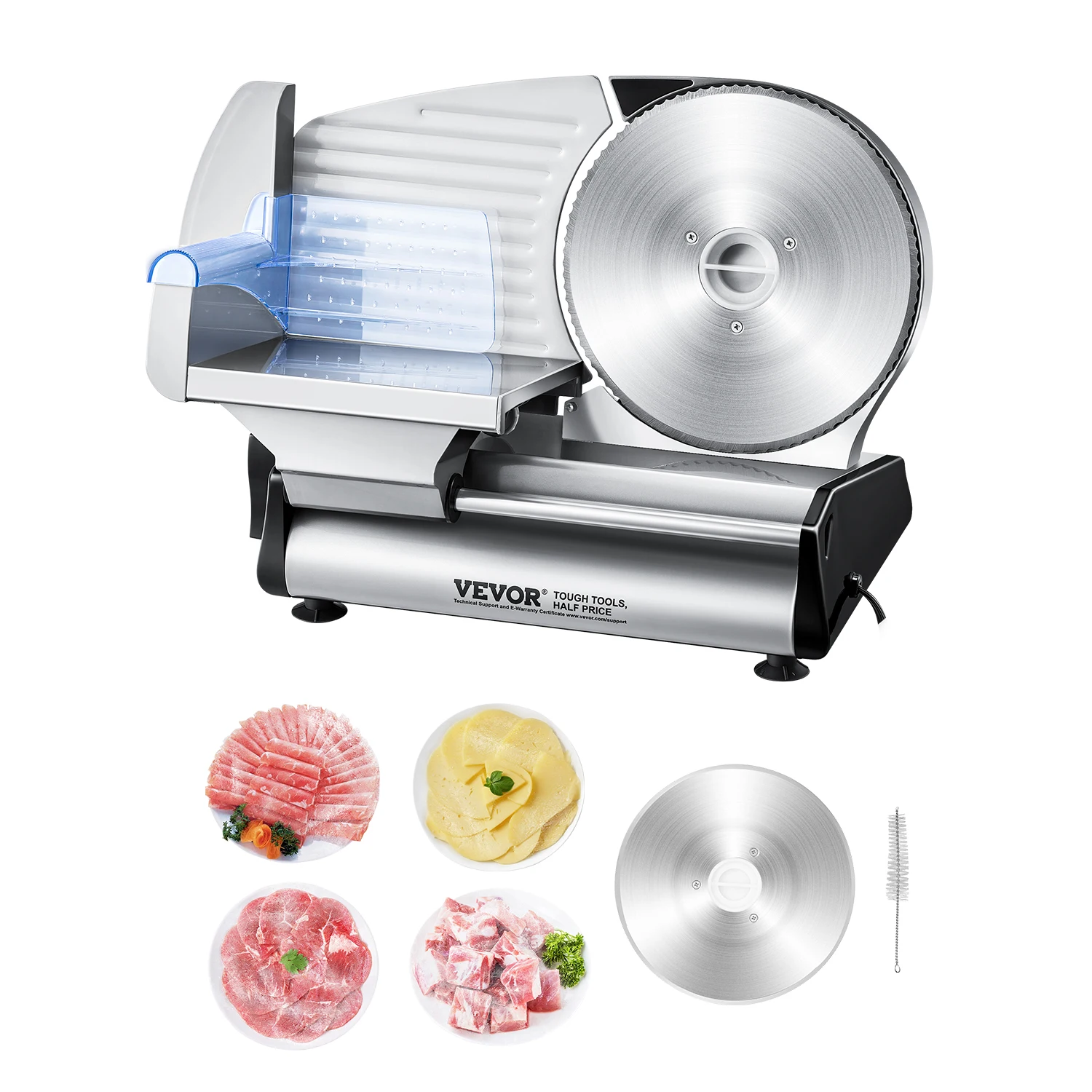 SucceBuy Affettatrice per carne Affettatrice elettrica per alimenti Deli Taglierina per carne con 2 lame Premium SUS420 Affettatrice per alimenti per carne Pane duro