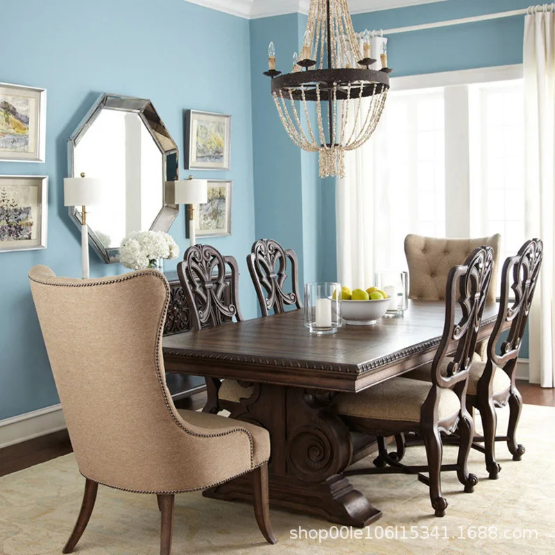 

Французский стол из массива дерева с резьбой в винтажном стиле, дизайнерская мебель для ресторанов, отелей и гостевых домов, креативные обеденные стулья