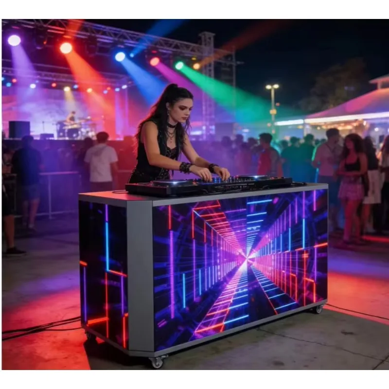 Professional Indoor Mobile LED DJ Booth Console for Corporate Event Stage Display