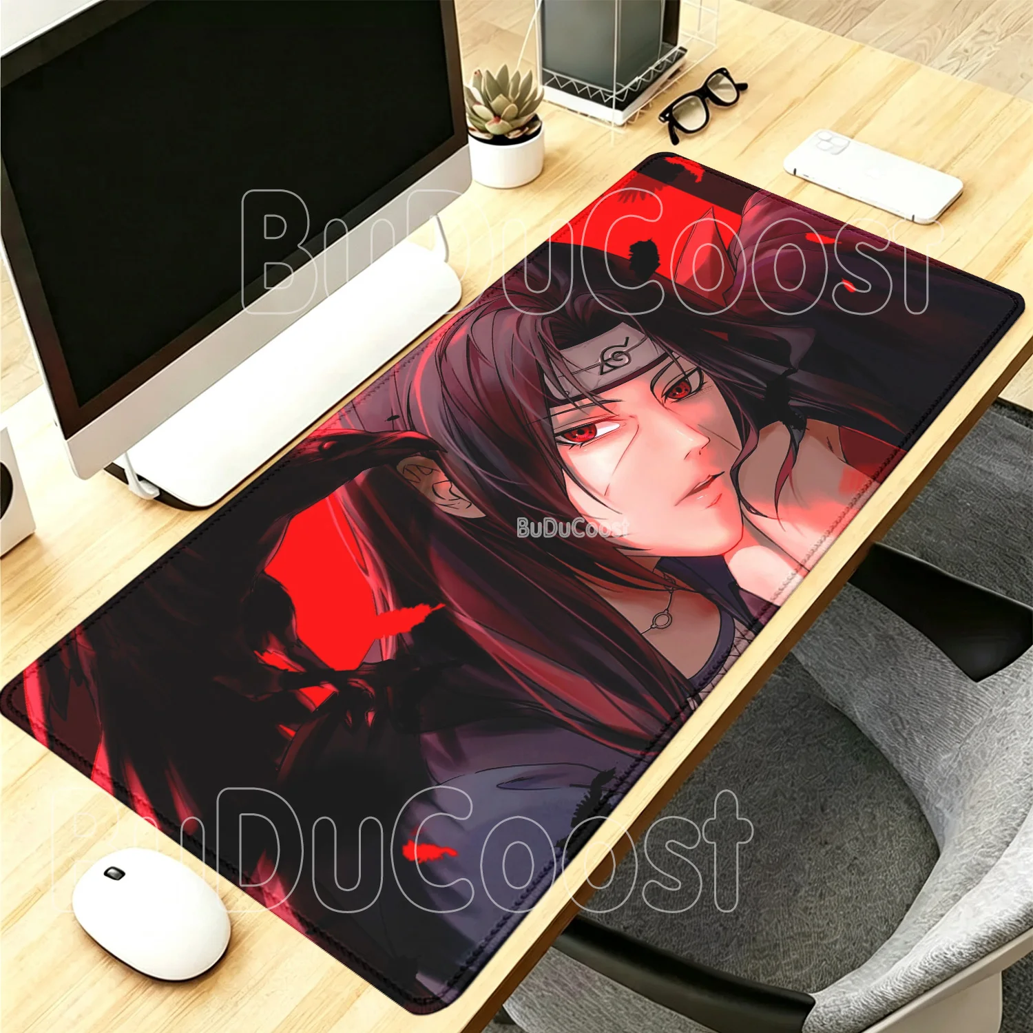 Naruto Uchiha Itachi Mouse Pad Computer XXL Office Accessories Desk Mat Keyboard Anime HD Printing Gaming Non-slip Base Mousepad