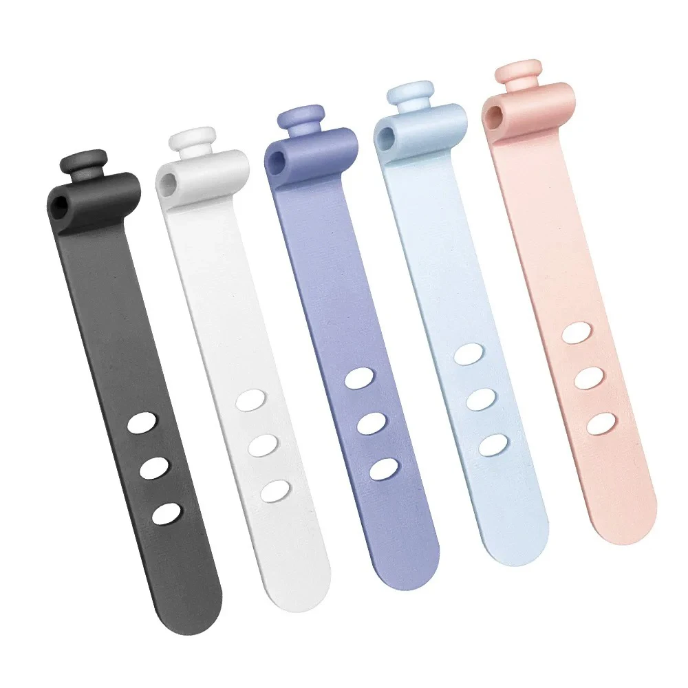 1/5/10 PCS Silicone Cable Management Organizer Ties Clips for Charger Cord Mouse Earphone Data Line Winder Straps Holder view 6