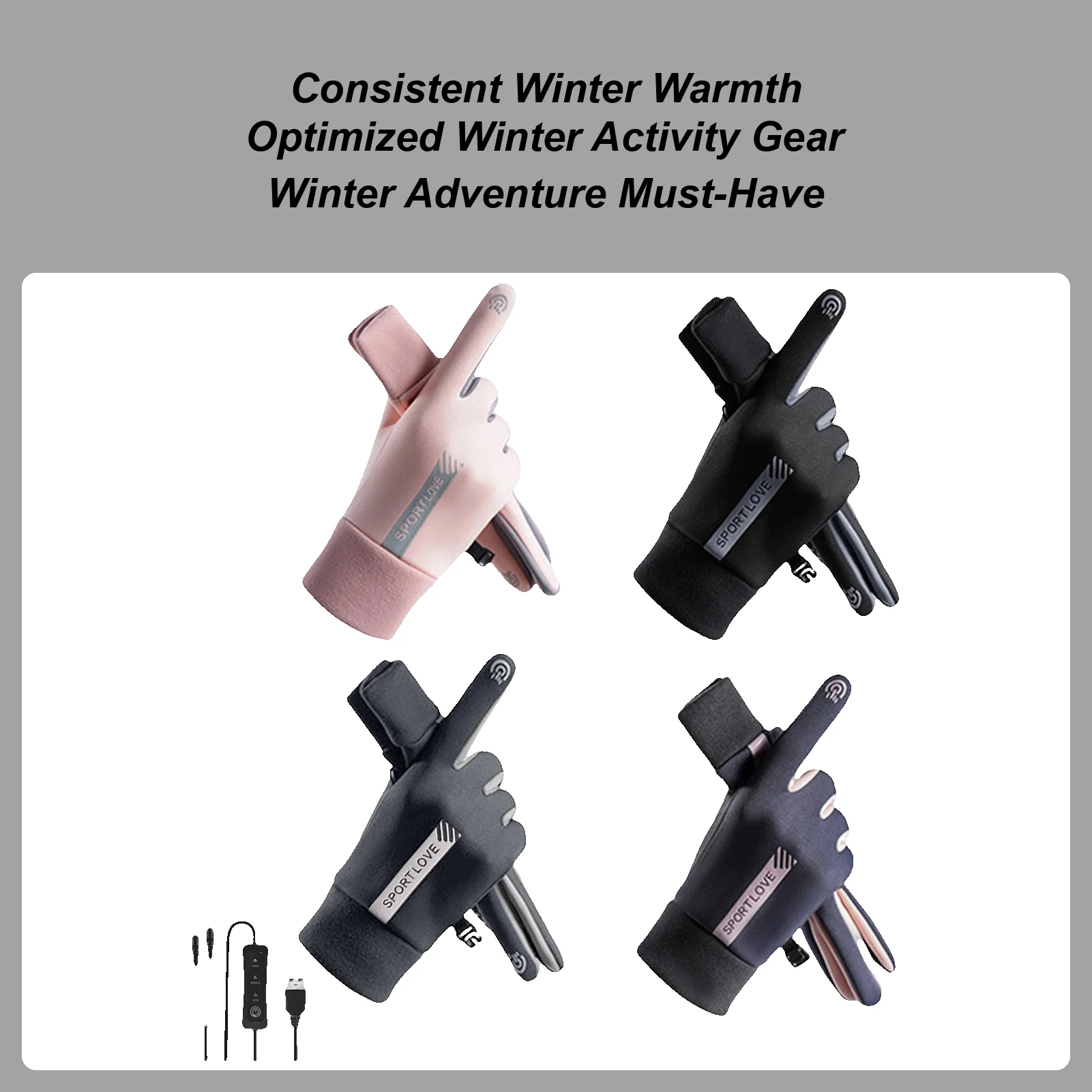 

Heated Gloves For Men Touchscreen USB Powered Winter Electric Mittens Outdoor Sport USB Heating Gloves For Skiing Hiking Cycling