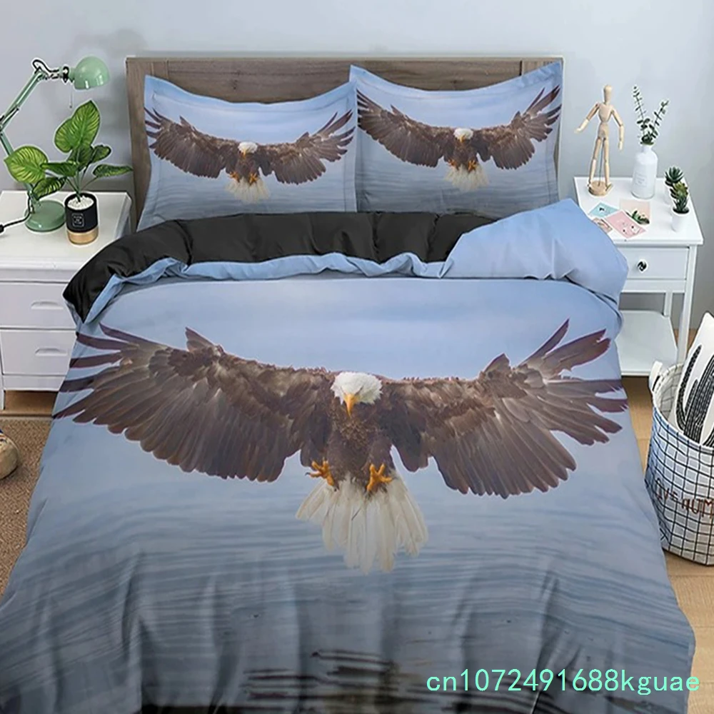 Eagle Duvet Cover Animal Bedding Set Queen King Size For Kids Teens Adults White Black Wildlife 2/3pcs Polyester Quilt Cover