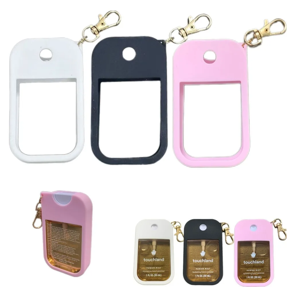 30ml Upgraded Silicone Case for Touchland Hand Sanitizer Spray Disinfectant Water Bottle, Protective Mist Case with Keyring