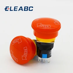 Waterproof 16mm Mushroom emergency stop e-stop switch 3 pins NO+NC Weather Pack push button switch