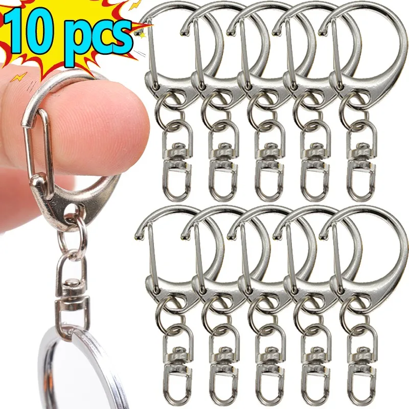 Metal Blank Keyring C-type Keychain Split Ring DIY Keyfob Key Ring Press Clasp Keyholder Chains Buckle Zinc Alloy Chains Tool