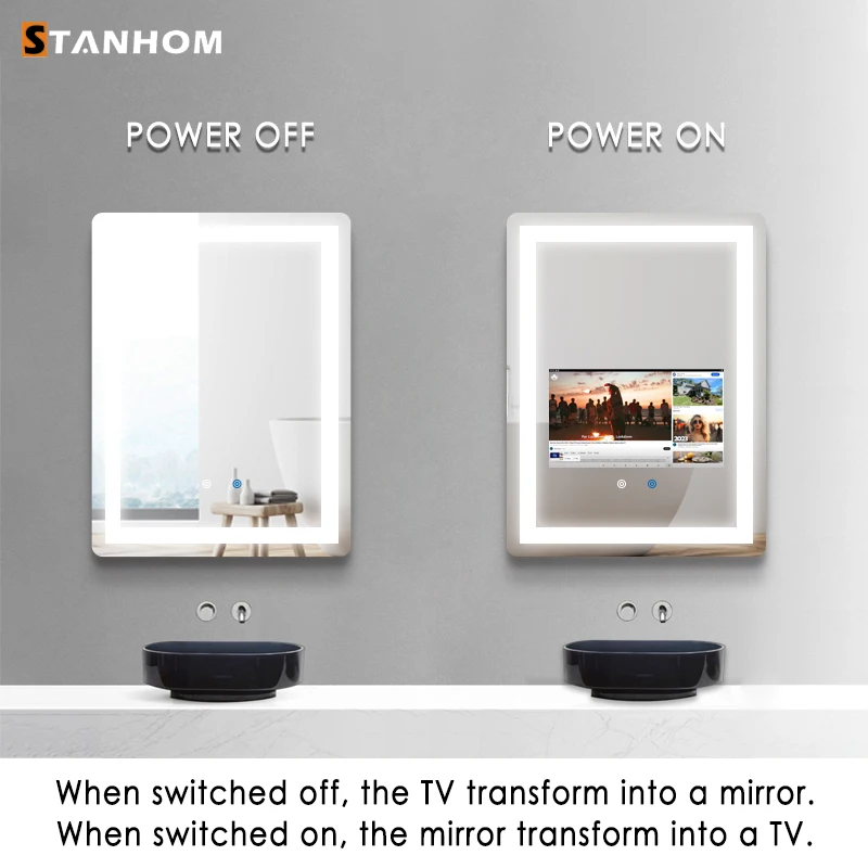 Modern Hotel Home Magic WIFI Android OS Touch Screen LED Smart Mirror