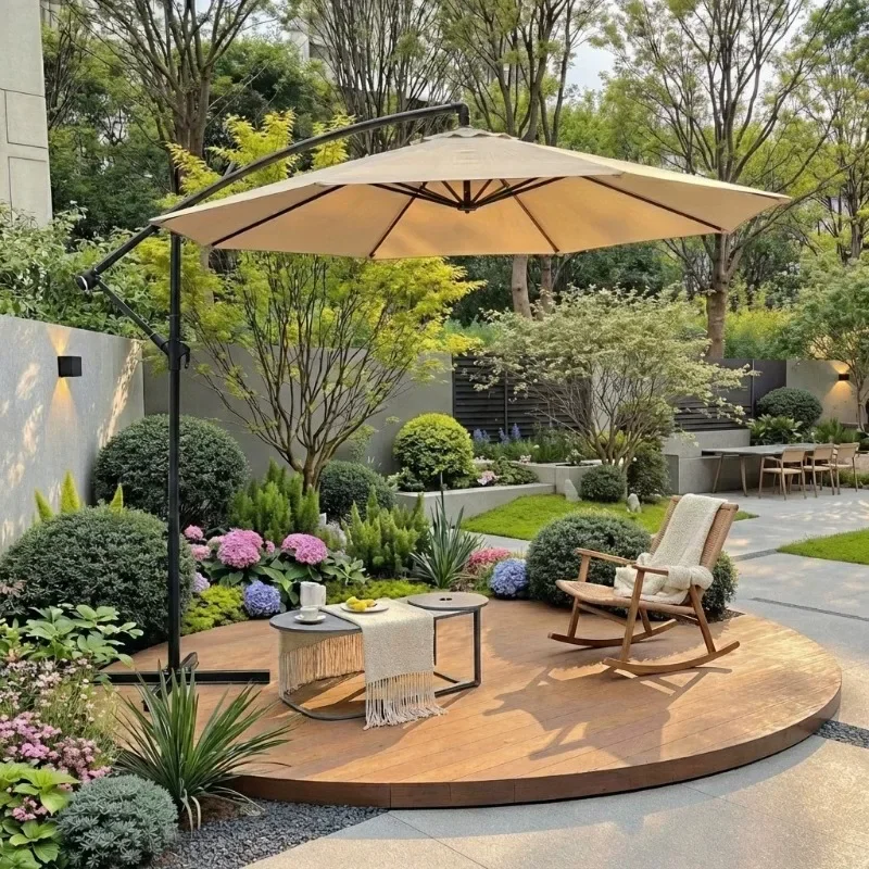 Outdoor Shade Umbrella Banana Shaped Patio Balcony Villa Lighted Roman Umbrella US European Markets Beach Umbrella Sunshade