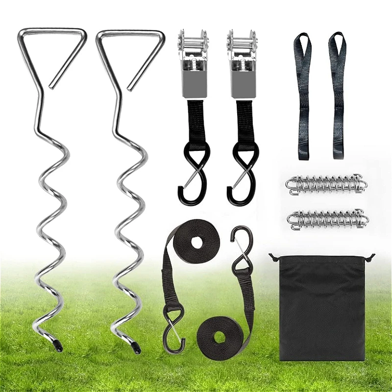1set RV Awning Tie Down Kit for Outdoor Camping Tents Trampoline Tarpaulin Picnics Camper Heavy Duty Awning Anchors Accessories