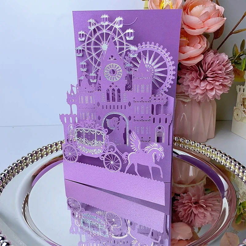 1pcs European Style Wedding Invitation Letter Holiday Party Greeting Card High-end Hollowed Out Invitation Card Greeting Cards