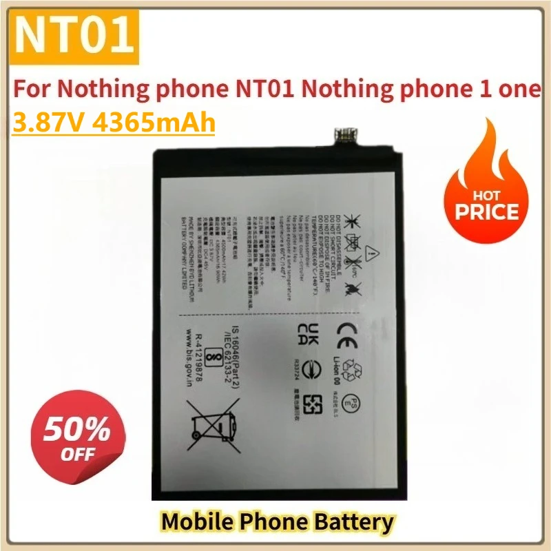

Новый сменный аккумулятор для мобильного телефона NT01 3,87 В для телефона Nothing NT01 Nothing phone 1one 4365 мАч литий-полимерный