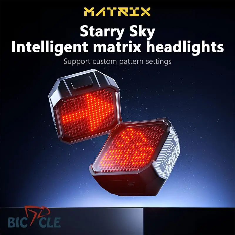 ENLEE Intelligent Cycling Taillights Bicycle Intelligent Dot Matrix Light Tail Light Custom Emoticons Night Turn Signal