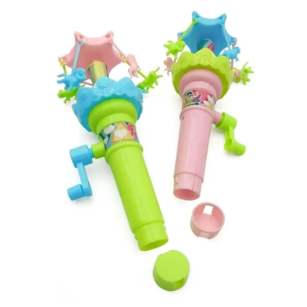 Boys Girls LED Lights Hand Cranked Rotating Glowing Gear Mechanism Merry-Go-Round Interactive Manual Carousel Student
