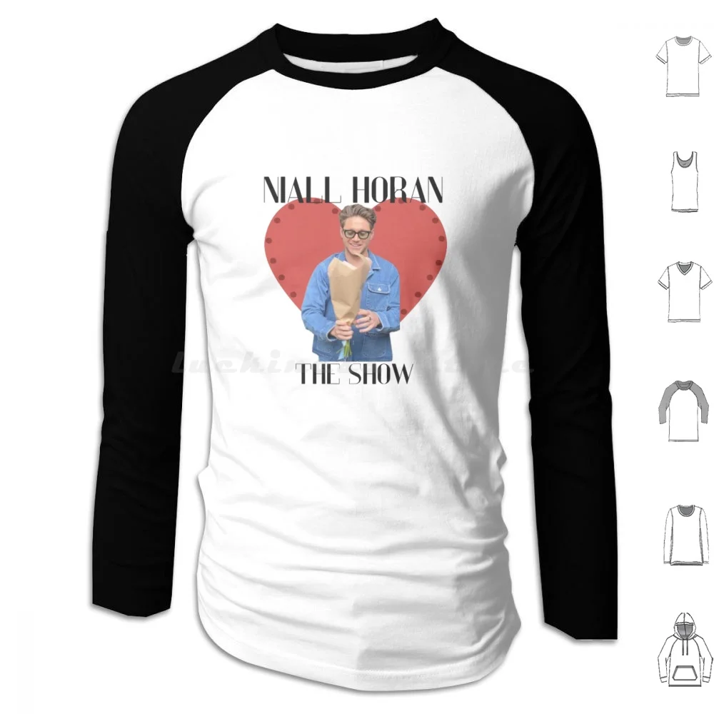 Niall Horan The Show Red Heart Design Hoodie cotton Long Sleeve Niall Horan Niall Horan Face Black And White Niall