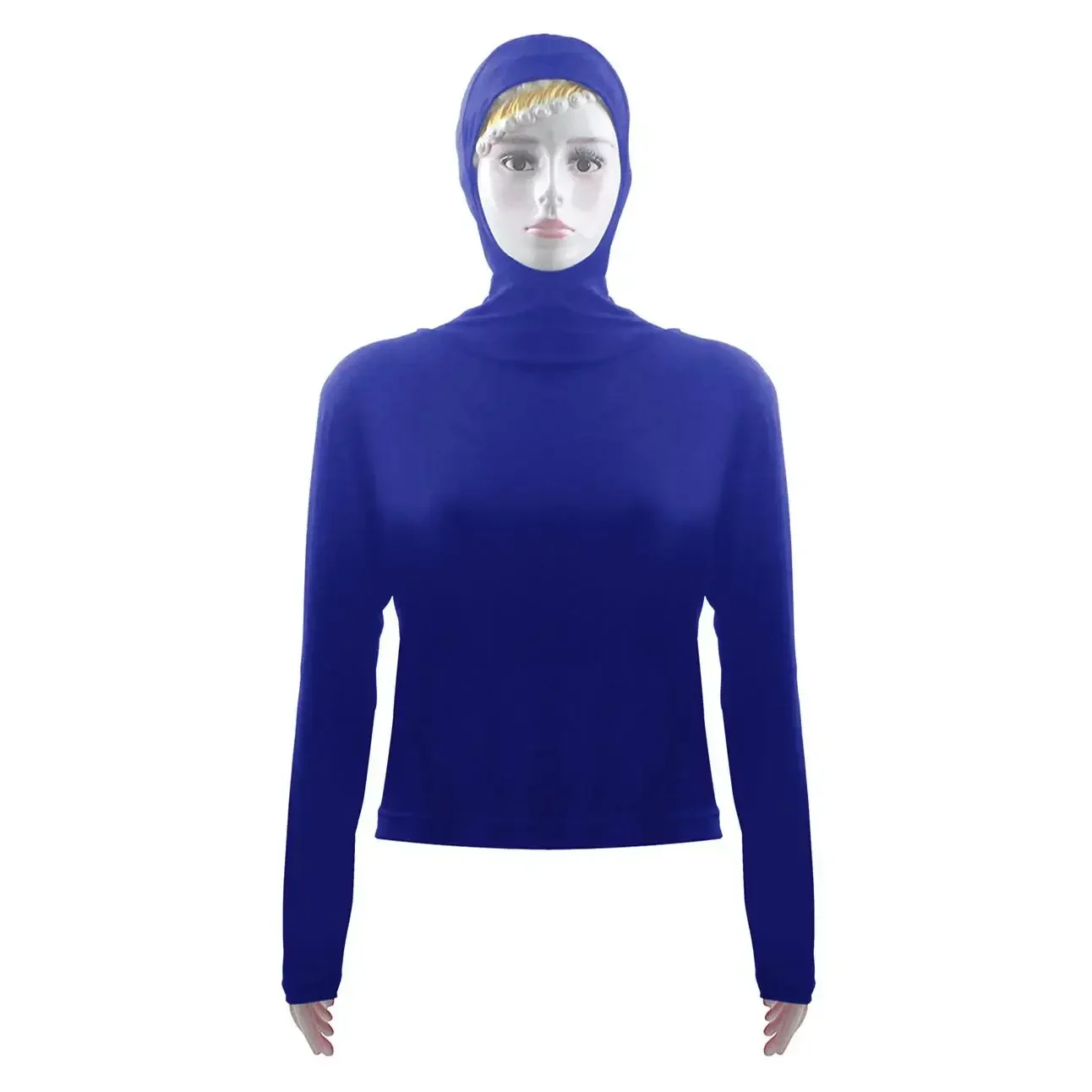 Summer Women Long Sleeve Hooded Top Shirt Sun Protection Tops Tee Stretch Swim Plain Hooded Pullover Tops Sunscreen Swim Wear