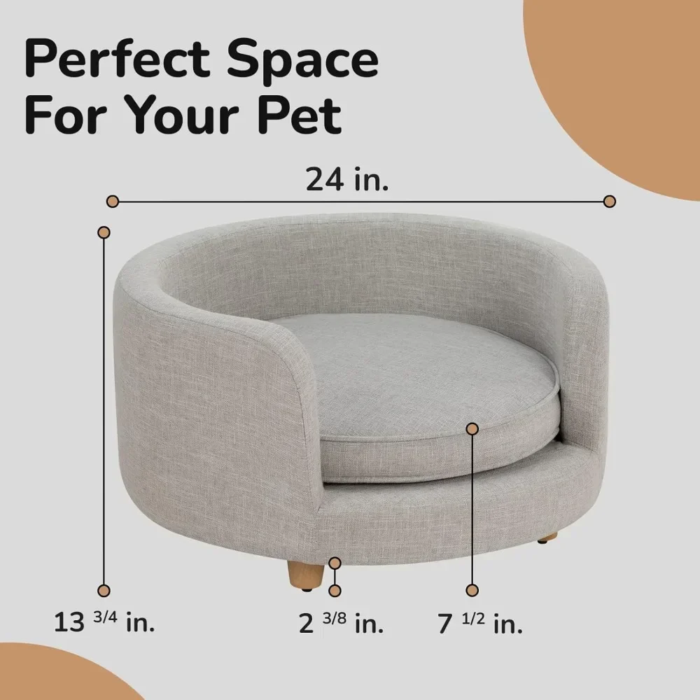 

Хит продаж: круглая лежанка-диван для маленьких собак и кошек, выдерживает до 22,7 кг, мягкий велюровый диван с поддержкой суставов, светло-серый