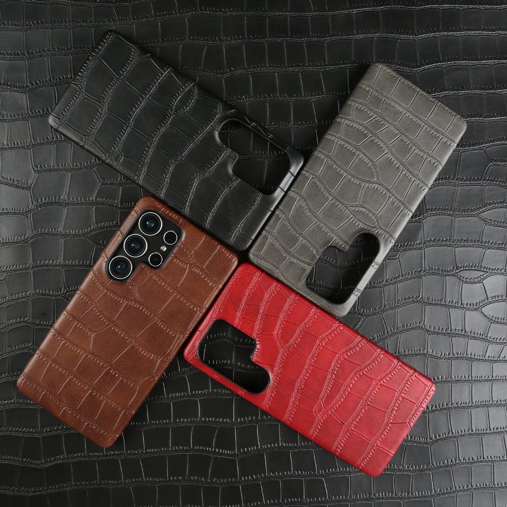 Etui na telefon ze skóry krokodyla do Samsung Galaxy S26 S25 S24 Ultra S23 S22 S21 Plus S20 FE Note 20 A16 A17 A55, tylna obudowa, futerały — zdjęcie produktu 6