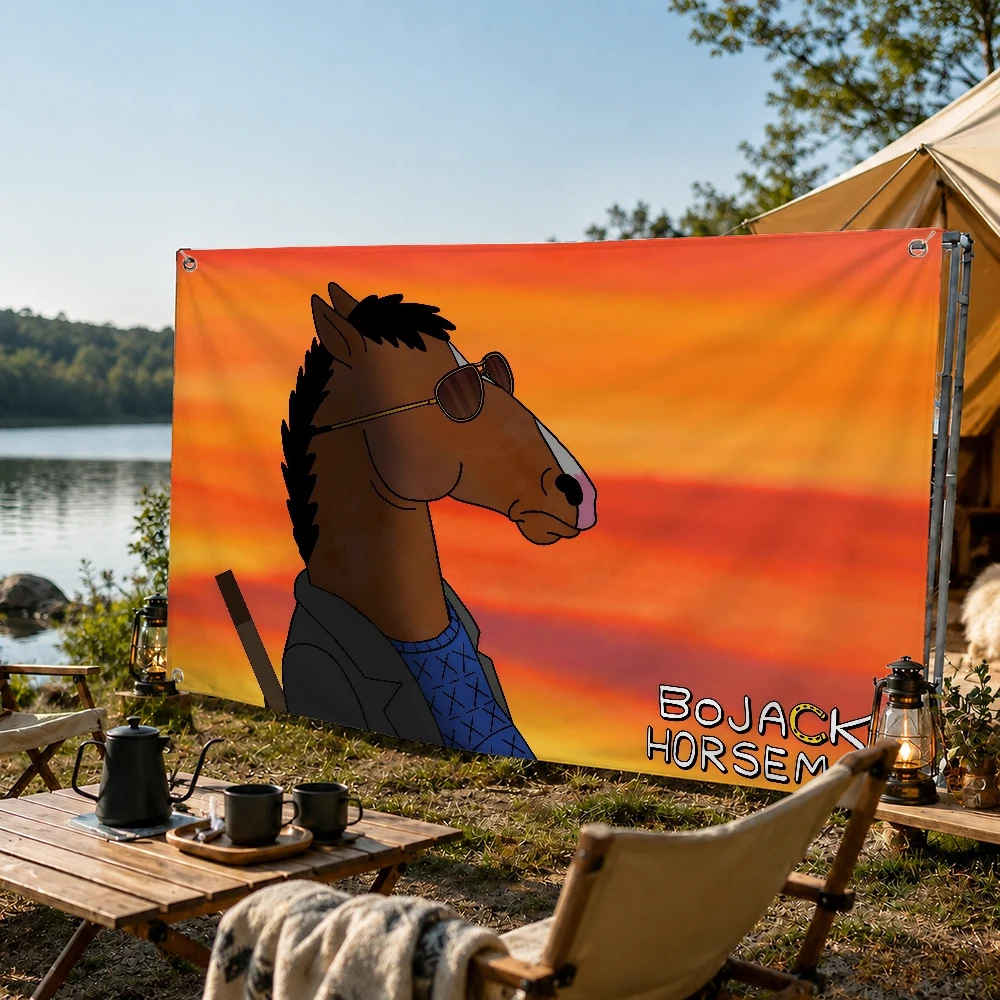 B-BoJack H-Horseman Cartoon flag Decoration Outdoor Picnic Party Art Hanging Home Camping Party Banner