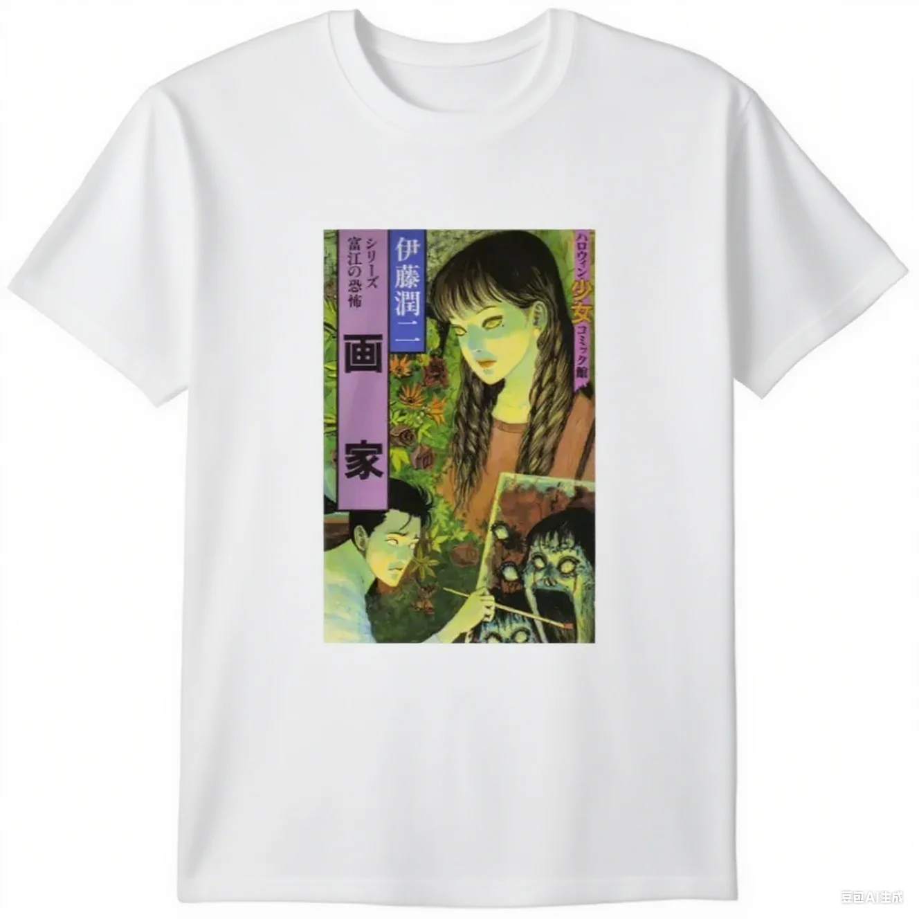 

Витрина Junji Ito's Disturbing Art Pattern Трендовая индивидуальная модная футболка из 100 хлопка с короткими рукавами и круглым вырезом, футболка