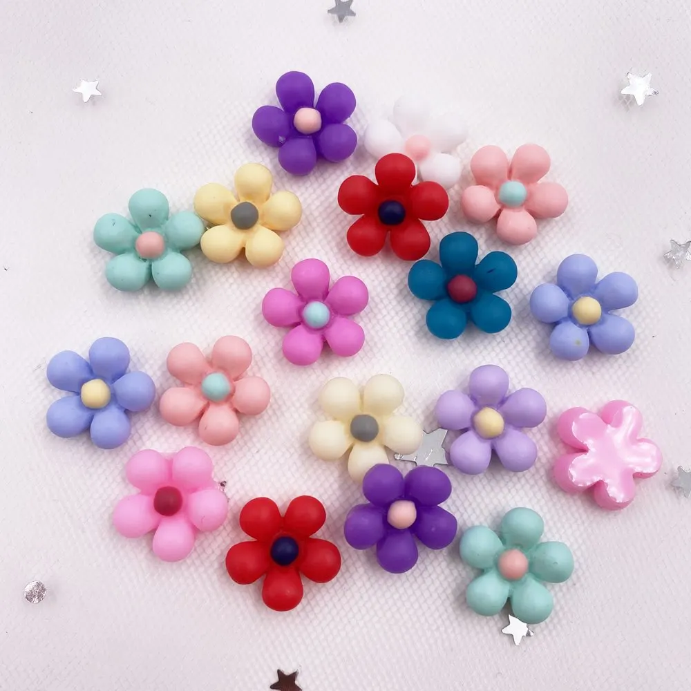 New 50PCS Mix Resin 13mm 3D Colorful Flower Flatback Stone Buttons Embellishment DIY Scrapbook Wedding Applique Crafts F006