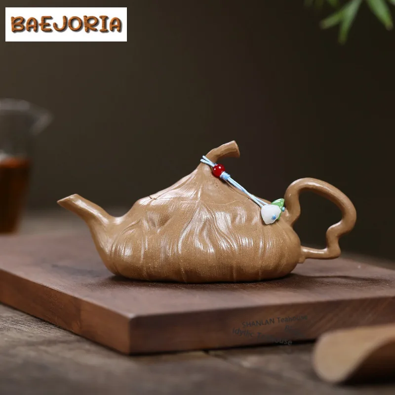 

140ml Classic Yixing Purple Clay Teapots Master Handmade Withered Lotus Pot Raw Ore Old Section Mud Kettle Chinese Zisha Tea Set