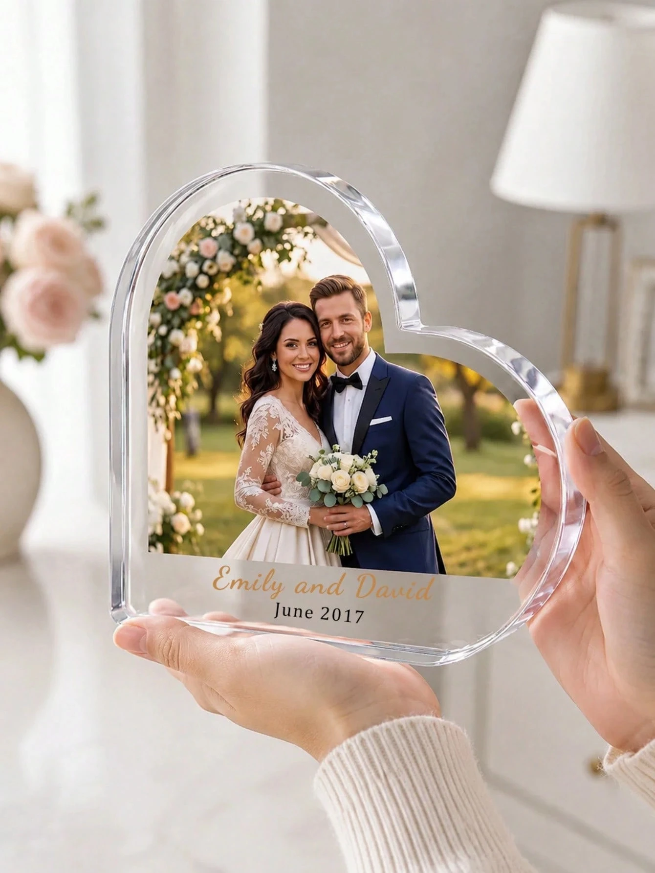 Customizable Acrylic Heart-Shaped Plaque Photo & Text Birthday Gift Sentimental Keepsake Thoughtful Present with Personalization