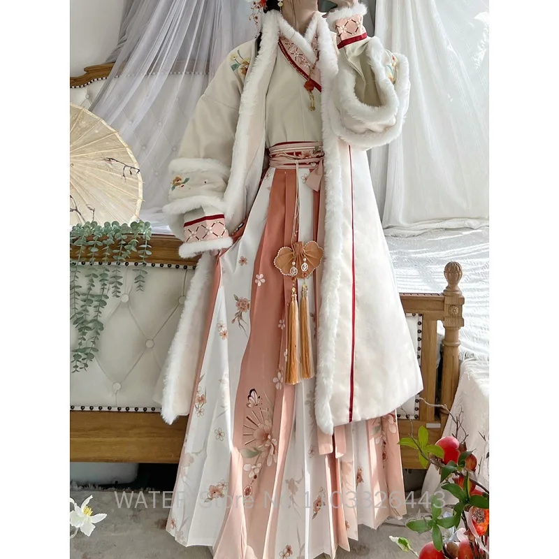 Wasser Winter Hanfu Frauen alten chinesischen traditionellen Stil Kleider Frau Kleidung weibliche Kostüm Cosplay China tragen Kleidung