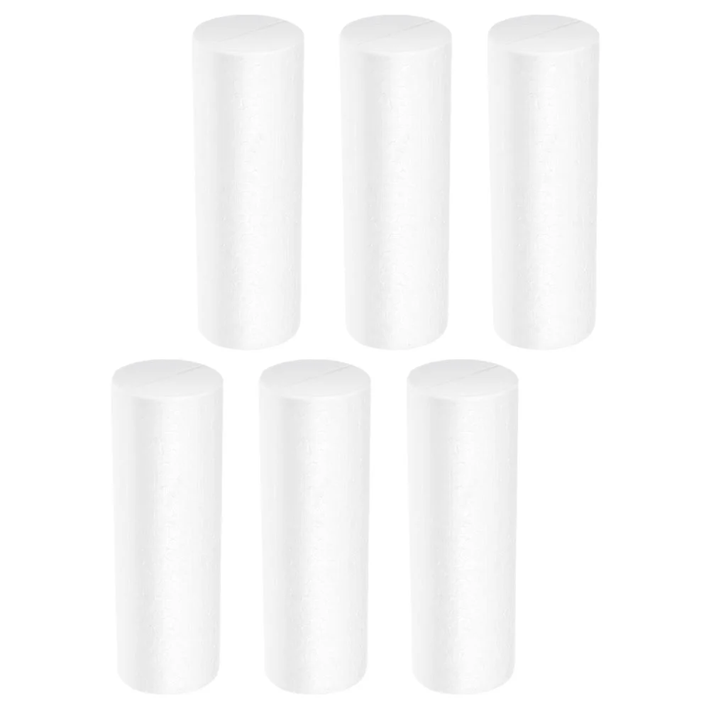 6 Pcs Decorative Foam Pillars Cylinder Party Supply Craft Polystyrene Blocks White