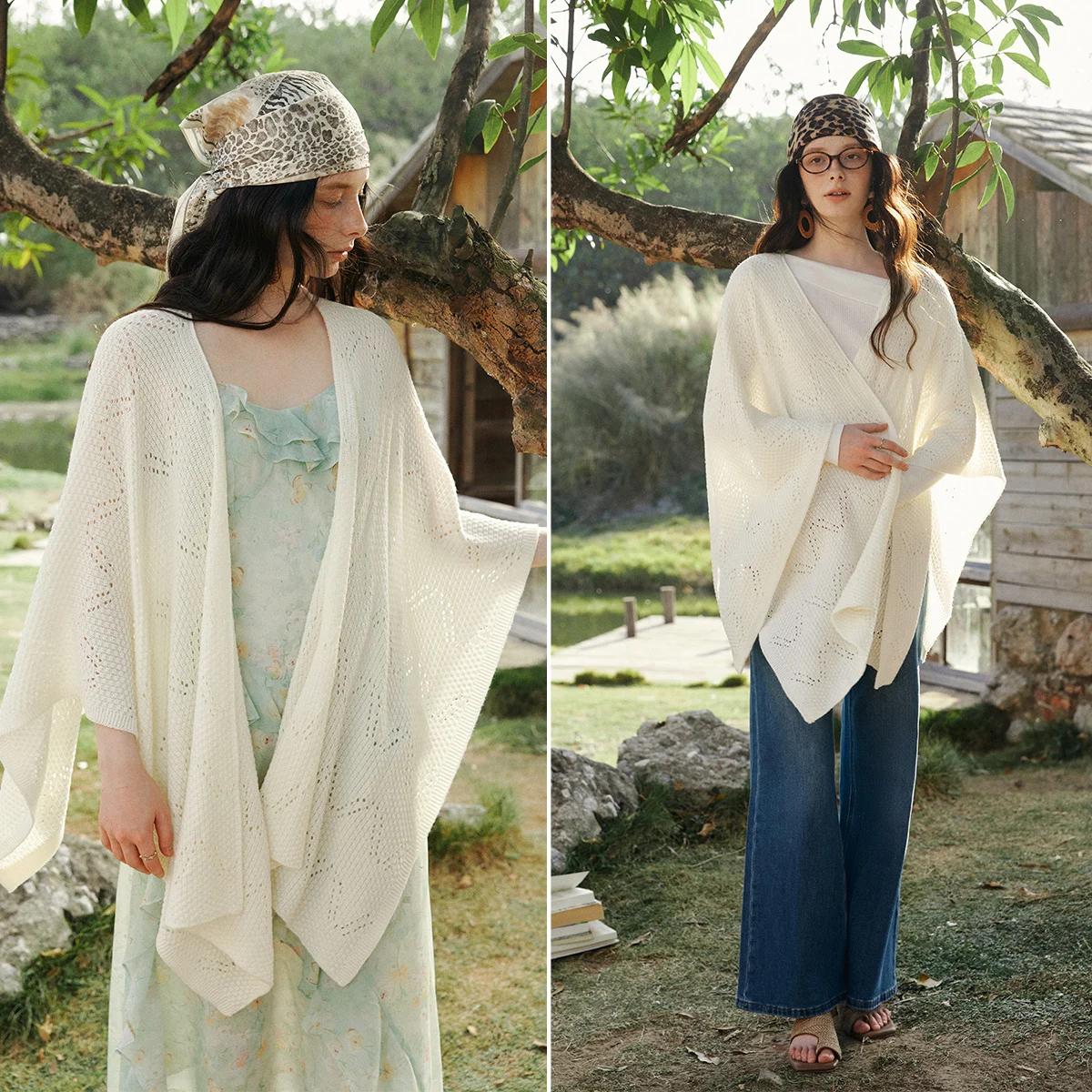 سترة نسائية محبوكة من OLrain سترة مفرغة على الطراز الفرنسي لربيع 2026 سترة فضفاضة غير متماثلة بحاشية غير متماثلة O58CZ002390