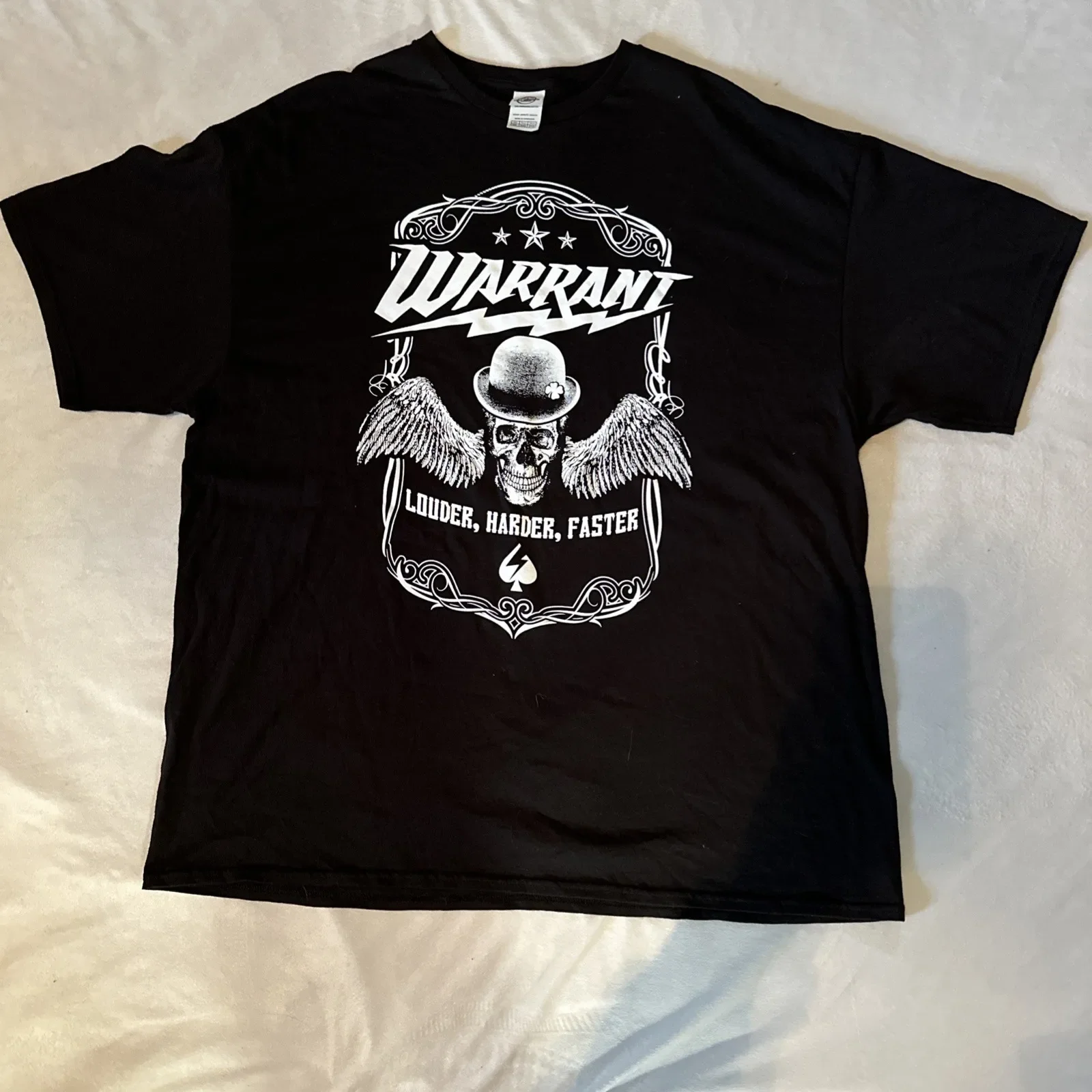 Warrant Rock Band Black White Skull Ace of Spades Y2K Graphic T-Shirt Size 3X