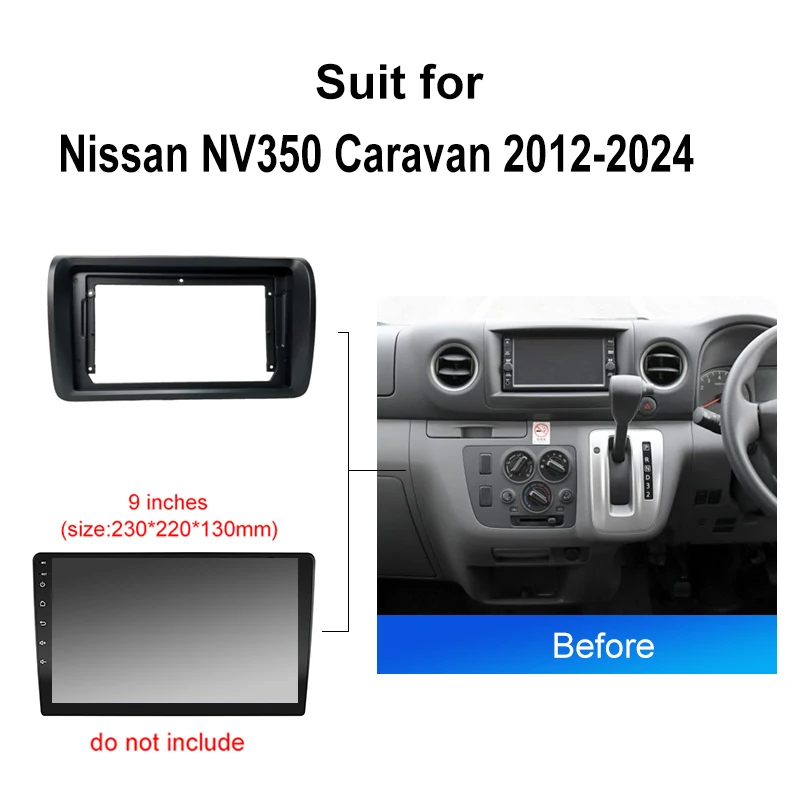 kenvox For Nissan NV350 Caravan 2012-2024 9 Inch Car Frame Fascia Adapter Android Radio Dash Fitting Panel Kit