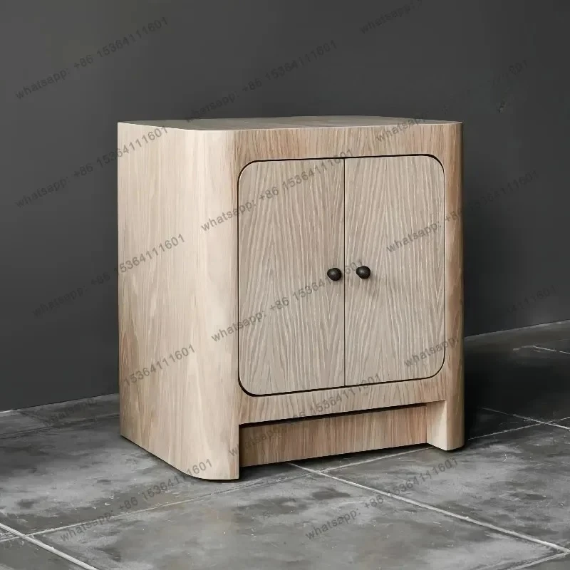 

Medieval Style Solid Wood Bedside Table Retro Style Designer Home Bedroom Locker Log Wind Cabinet