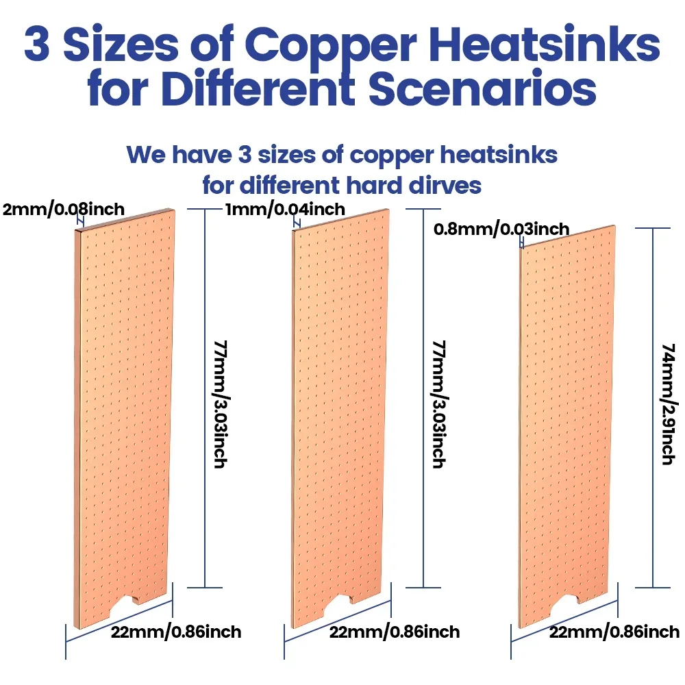 JEYI ทองแดง M.2ฮีทซิงค์,3Pcs 2280 SSD ทองแดง Cooler Solid State Disk หม้อน้ำความร้อนซิลิโคน Pad สำหรับแล็ปท็อปเดสก์ท็อป