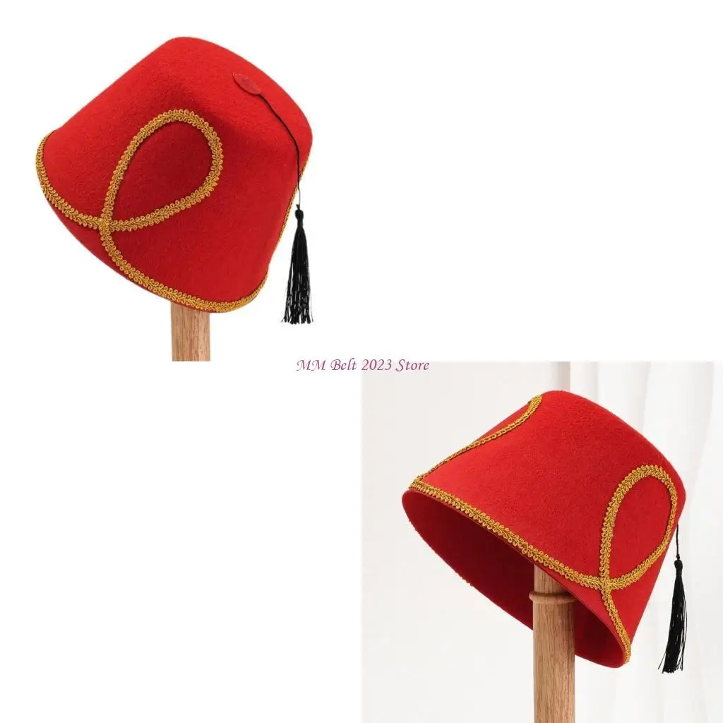 

49ME Stylish Turkish Hat Versatile Turkish and Moroccan Fashion Statement Tarboosh Turkish Headwear for Various Occasions