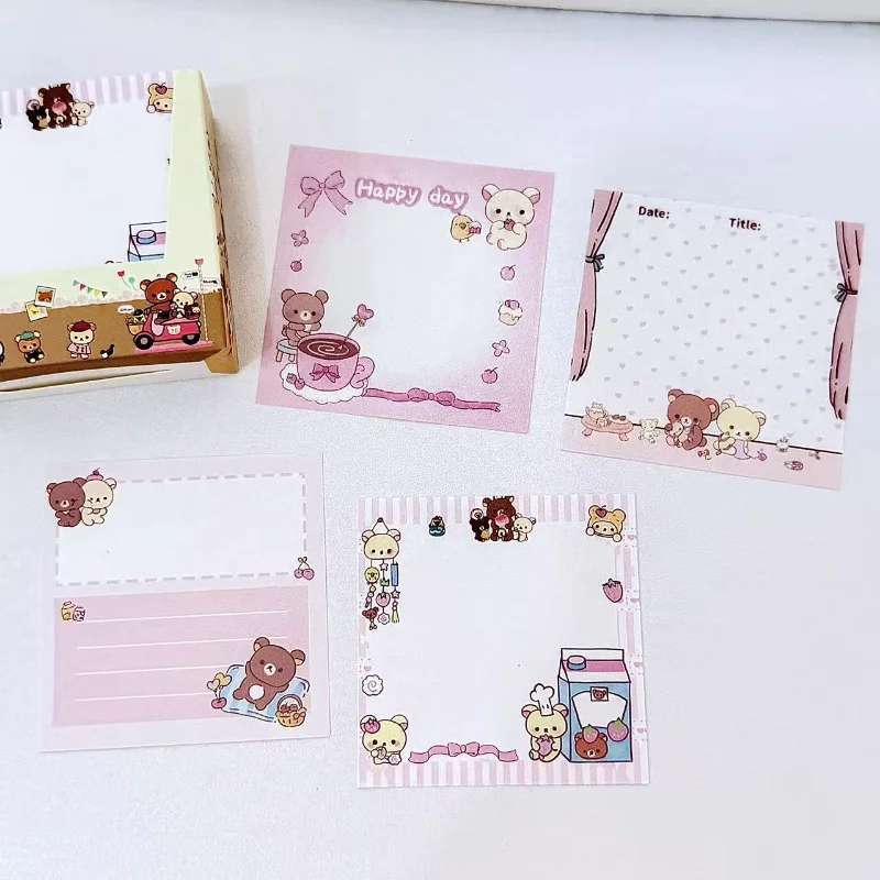 200 قطعة Rilakkuma محاصر مثبت ملاحظة لطيف الكرتون المحمولة جيب المفكرة طالب غير لزجة رسالة ورقة مكتب القرطاسية هدية