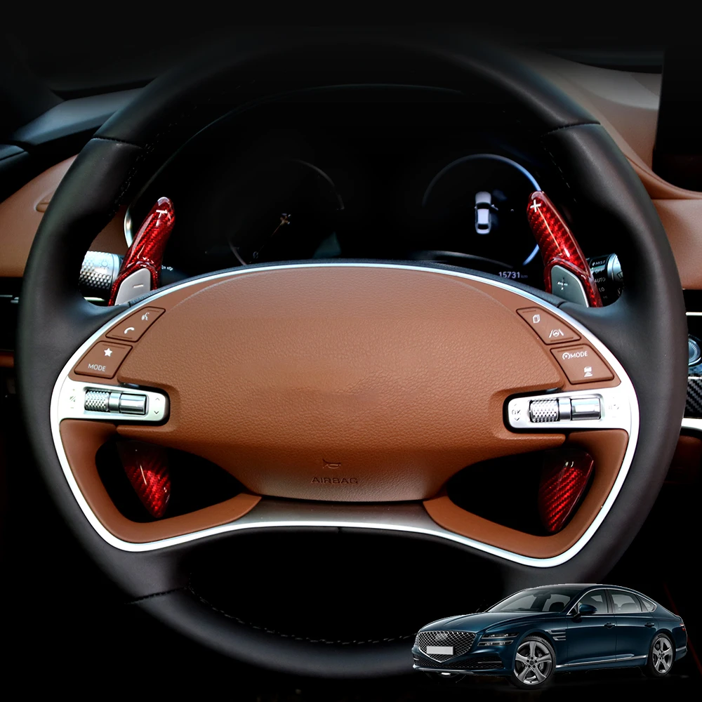 

For Genesis G80 RG3 2020-2024 Carbon Fibre Car Steering Wheel Shifter Paddles Shifter Accessories LHD/RHD 2Pcs