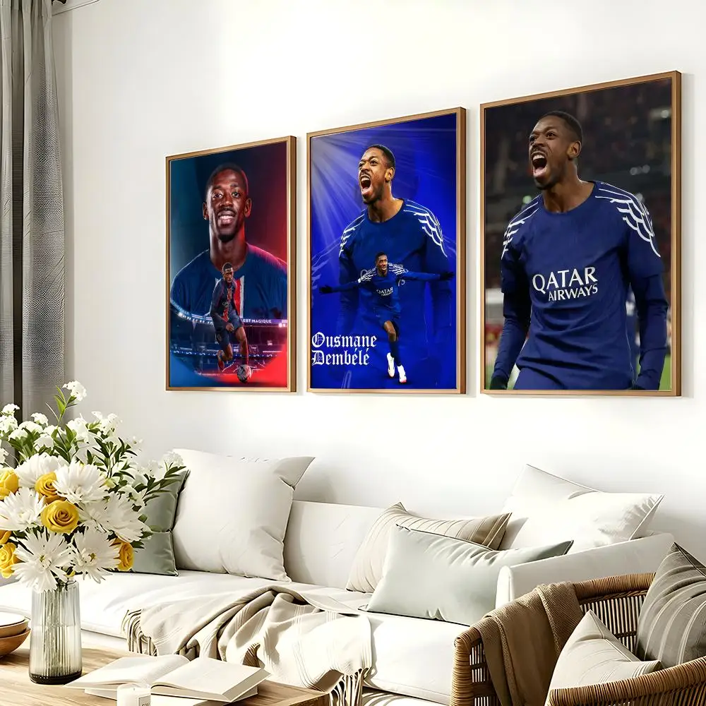Footballer O-Ousmane D-Dembele Poster  Poster HD Home Decor Sticky Wall Waterproof Home Living Room Bar Aesthetic Decor
