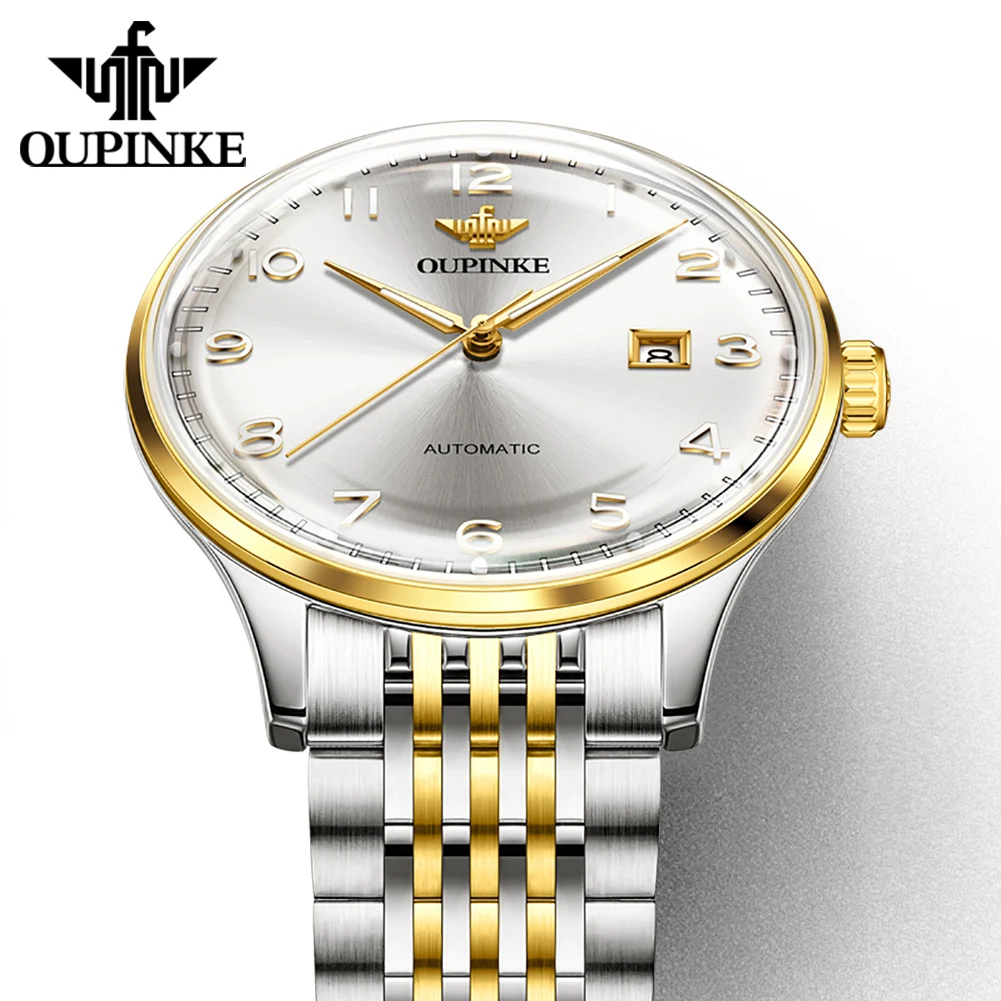 OUPINKE 3319 New Automatic Man Watch MIYOTA Mechanical Movement Arched Sapphire Mirror High-end Luxury Brand Wristwatch for Man