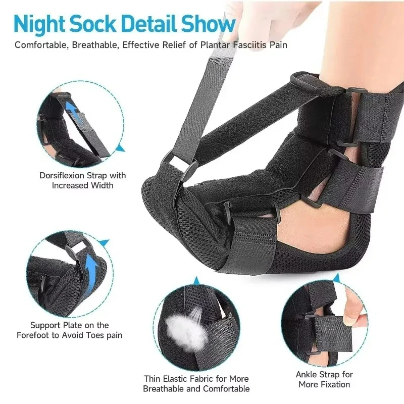 Comfortable Night Foot Splint - Adjustable Support Sock for Plantar Fascia and Achilles Tendon Comfort