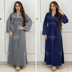 Eid Party Evening Gown Diamonds Luxury Moroccan Caftan Jalabiya Muslim Women Long Dress Arabia Abaya Ramadan Djellaba Gown Robe