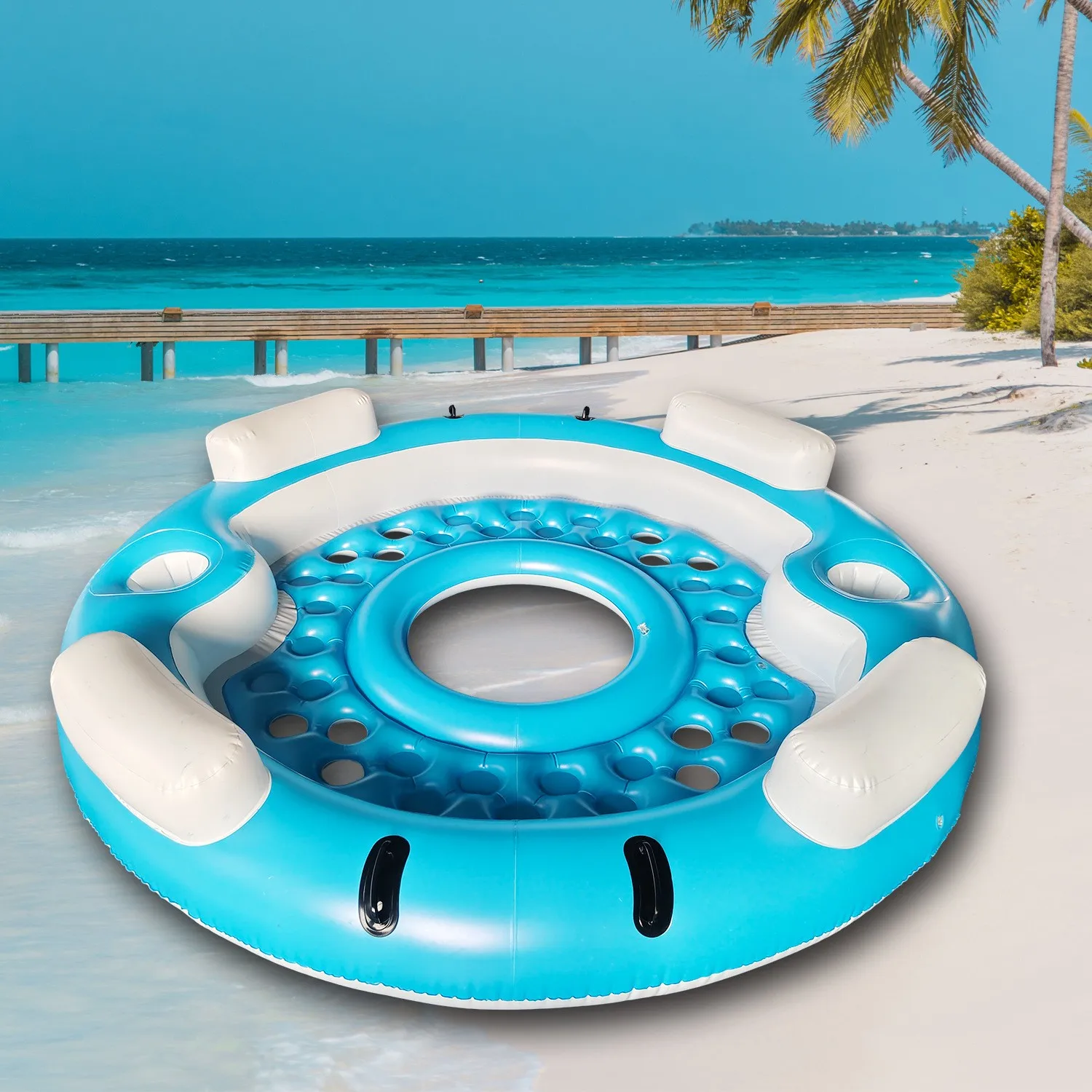 كرسي صالة جزيرة عائمة مستدير جديد معدات المحديقة المائية القابلة للنفخ