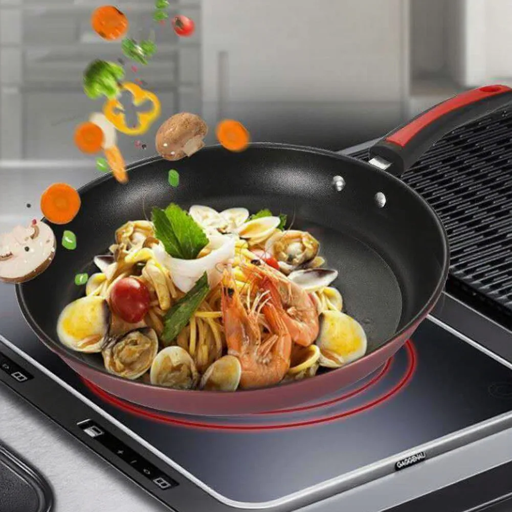 Steak Skillet Nonstick Frying Pan Black Induction Compatible Frying Pan Nonstick Non-stick Coating Smokeless Design